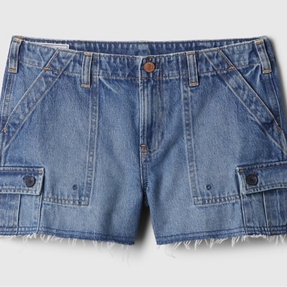 Low Rise Y2K Cargo Denim Shorts